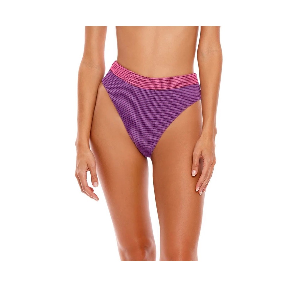 Agua Bendita Penelope Vini Colorblock High Waist Purple Pink Bikini Bottom Small